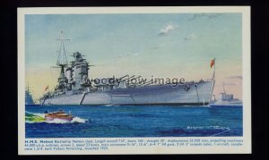 na9118 - Royal Navy Battleship - HMS Nelson - Artist B.W Church - Art postcard