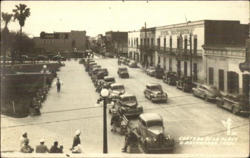 Matamoros Tamps Mexico Street Scene Old Cars Real Photo Postcard