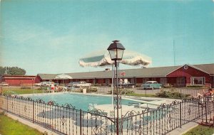 Rantoul, IL Illinois REDWOOD MOTEL Pool~50's Cars ROADSIDE Champaign Co Postcard