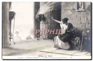 Old Postcard Fancy Paris Salons Theodore Ralli Woman selling flowers at Parth...