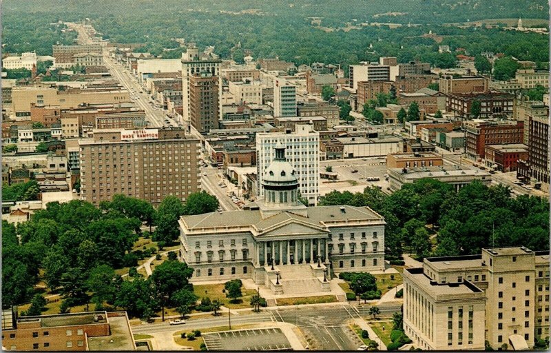 Vtg Columbia SC Aerial View of Downtown & South Carolina State House Postcard 