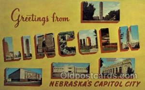 Greetings From Lincoln, Nebraska, USA Large Letter Town Unused 