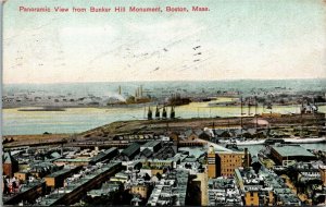 Postcard MA Boston Panoramic View from Bunker Hill Monument Factories 1907 H16