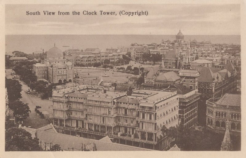 Bombay South View From The Clock Tower Aerial Old Postcard