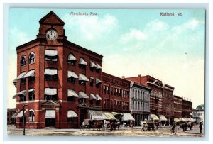 1914 Merchants Row, Rutland, Vermont VT Antique Unposted Postcard  