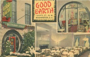 Chinese Restaurant Good Earth Washington DC 1940s roadside MWM Postcard 21-3141