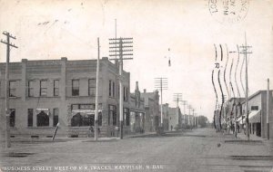 Mayville North Dakota Business Street West of Railroad Tracks Vintage PC U522