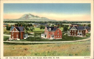 Black Hills SD South Dakota Fort Meade Bear Butte c1930-50s Vintage Postcard