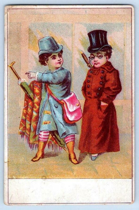 SET/3 DAPPER DUDES*TAILOR*TOP HATS*SMOKING*COATS*STOCK VICTORIAN TRADE CARDS