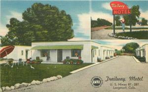 Longmont Colorado Trailway Motel roadside Postcard Nationwide linen 4930