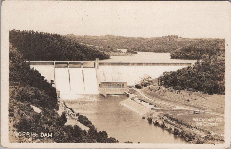 RPPC Postcard Norris Dam Tennessee #18 1937 Rell Clements