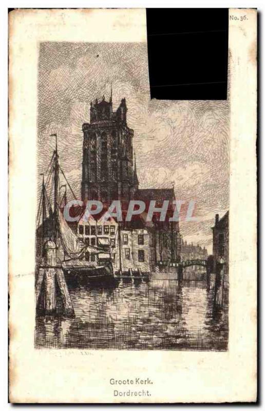 Postcard Old GrooteKerk Dordrecht