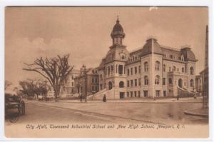 City Hall Industrial High School Newport RI postcard