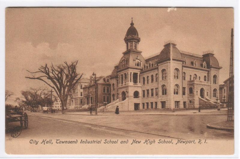City Hall Industrial High School Newport RI postcard