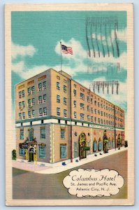 1944 Atlantic City New Jersey Postcard Columbus Hotel Formerly Knights Building