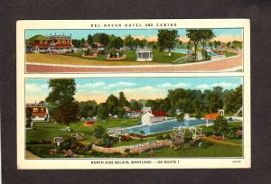 MD Del Haven Hotel Cabins Motel Belair Maryland Linen Postcard Bel Air F M Irwin