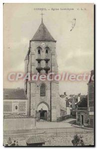 Postcard Old Church St. Spire Corbeil