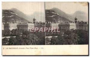 Stereoscopic Card - The Dauphine - Grenoble - Place Victor Hugo - Old Postcard