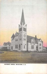 Watertown South Dakota Methodist Church Street View Antique Postcard K32417