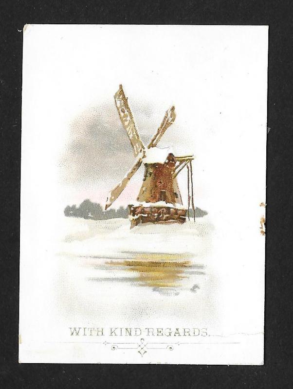 VICTORIAN TRADE CARDS (2) Winter Scene & Windmill