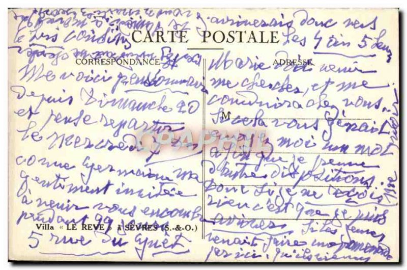 Old Postcard Villa Le Reve Sevres