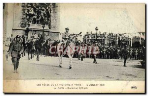 Old Postcard The Holidays Victory parade in Paris Le Marechal Petain