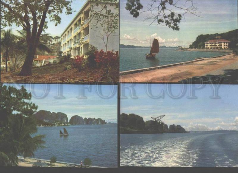 096990 VIETNAM Gulf HA-LONG views set of 8 old colorful PC