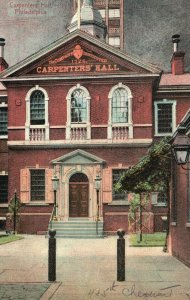 Vintage Postcard 1910's Company Inst. Carpenters Hall Building Philadelphia Penn