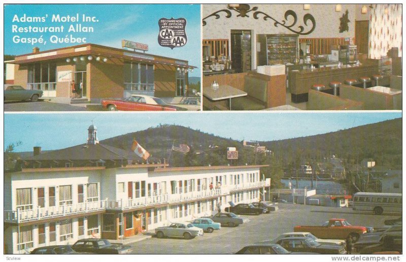 Interior & Exterior, Adams´ Motel Inc., Restaurant Allan, Gaspe, Quebec, Can...