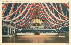 Annapolis Maryland US Naval Academy Interior Armory Tichnor Postcard 22-236