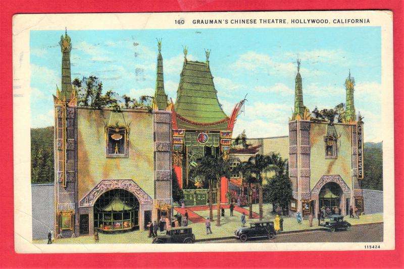 GRAUMAN'S CHINESE THEATRE, HOLLYWOOD  1930  3.5 X 5.5 SEE SCAN