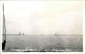 Cobourg Ontario Harbor Lighthouse Real Photo Postcard