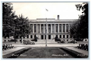 c1940's Court House Building Cars Kenosha Wisconsin WI RPPC Photo Postcard