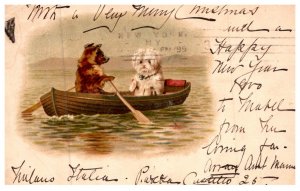 Dog ,  dog rowing a boat