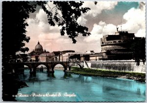 Ponte E Castel S. Angelo Rome Italy Aelian Bridge or Pons Aelius Postcard