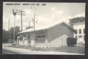 RPPC WRIGHT CITY MISSOURI WABASH RAILROAD DEPOT STATION REAL PHOTO POSTCARD