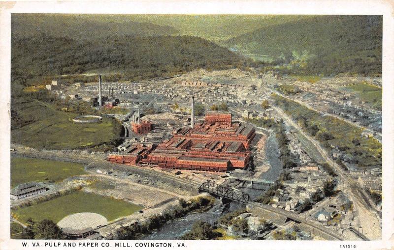 A85/ Covington Virginia Va Postcard c1920 West Virginia Pulp Paper Mill Factory