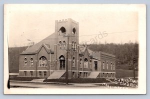 J87/ Hollidays Cove West Virginia RPPC Postcard c1910 Christian Church 345