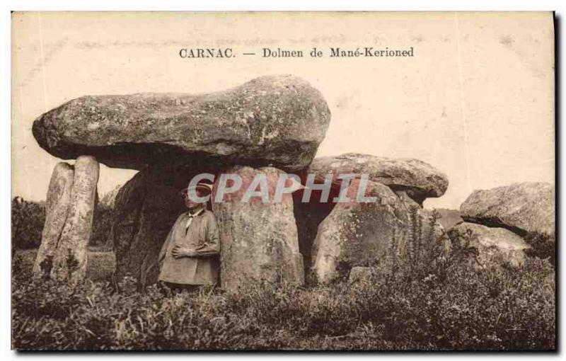 Old Postcard Dolmen Menhir Carnac Dolmen of Mane Kerioned