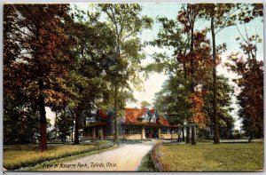 Toledo Ohio OH, View at Navarre Park, Pathway, House, Nature, Vintage Postcard