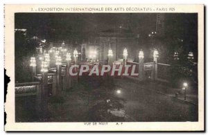 Old Postcard Paris Exposition Internationale des Arts Decoratifs Night View