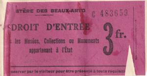 Ministere Des Beaux Arts French Museum Paris 1950s Ticket