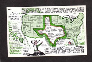 TX US Texas State Map Boast Postcard CM Rogers Laredo, Dallas, Abilene,