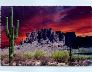 Postcard - The Sun Rises Behind Famous Superstition Mountain - Arizona