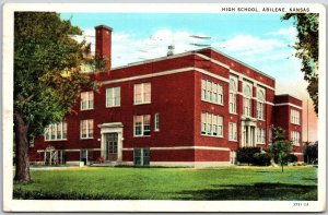 1938 High School Building Abilene Kansas KS Campus Building Posted Postcard