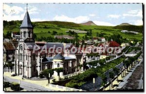 Old Postcard LA BOURBOULE I'Eglise Avenue De La Gare The Dordogne