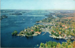 VINTAGE POSTCARD BIRD'S EYE VIEW OF ALEXANDRIA BAY NEW YORK 1000 ISLANDS 1962