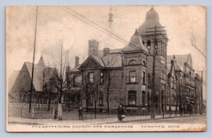 J87/ Toronto Ohio Postcard c1910 Presbyterian Church Parsonage 1261