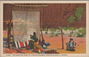 Postcard Native American Story Navajo Blanket Canyon de Chelly AZ