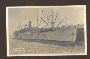 RPPC MANILA PHILIPPINES USAT THOMAS US NAVY MILITARY SHIP REAL PHOTO POSTCARD